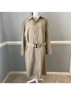 Cianni Cellini Beige Belted Trench Coat Men 38 Short Classic Tailored Outerwear